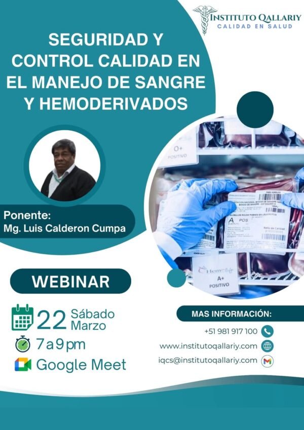 Seguridad de control de calidad en el manejo de sangre y hemoderivados